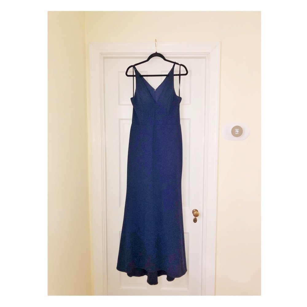 BHLDN Jones V-Neck Crepe Dress Navy (Size 12)